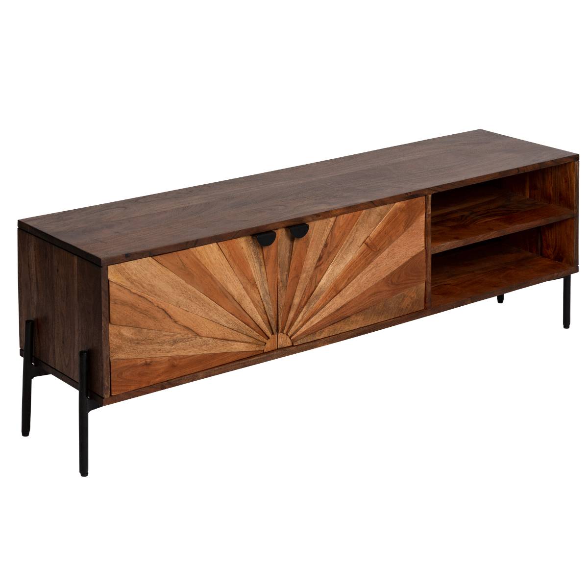 Meuble TV en bois d'acacia ELVIRA bois foncé, MADE IN MEUBLES