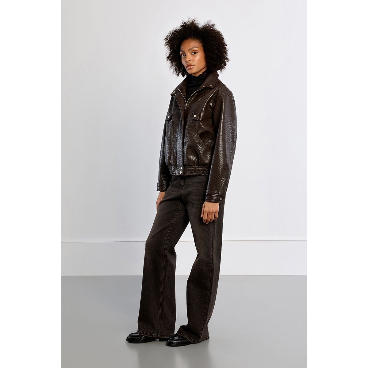 Veste en similicuir, oversize chocolate, LILI SIDONIO