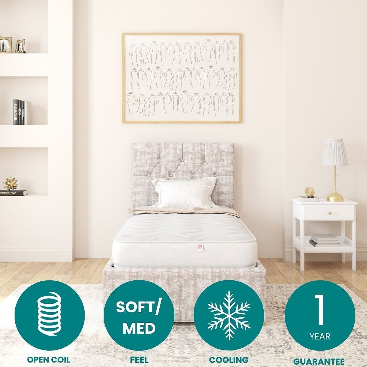 Aspire Essentials Cool-Touch Pressure Relief Mattress white, ASPIRE