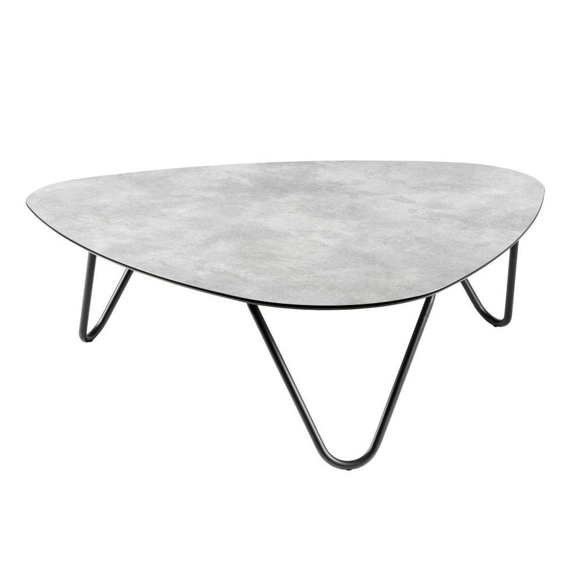 Table basse - COCOON gris ciment tube noir, LAFUMA MOBILIER
