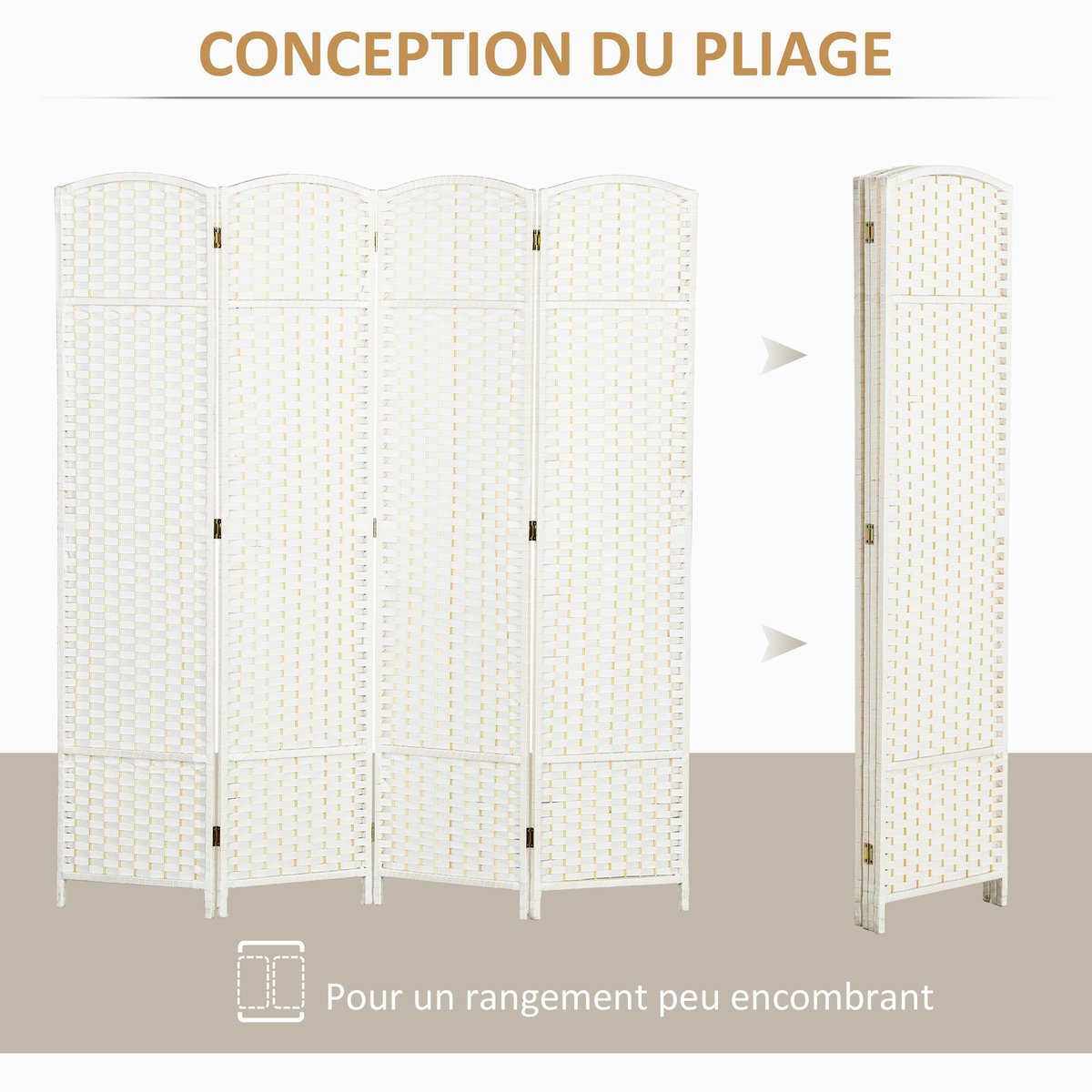 Cloison de séparation Bois de pin Blanc blanc, HOMCOM