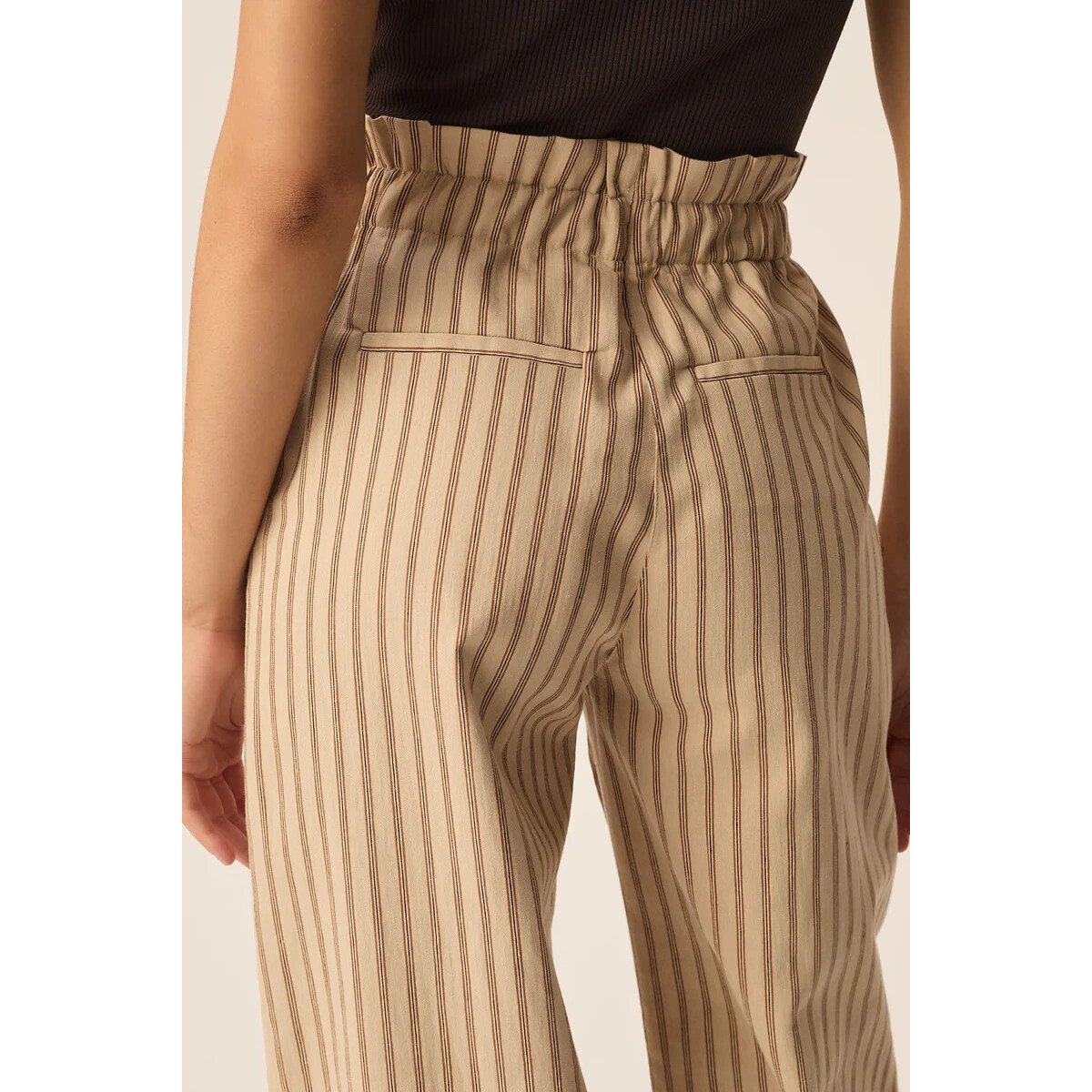 Pantalon large rayé, VALENCE beige, DES PETITS HAUTS