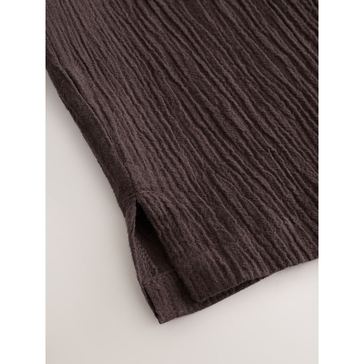 Chemise texturée manches courtes en lin marron chocolat, NEXT