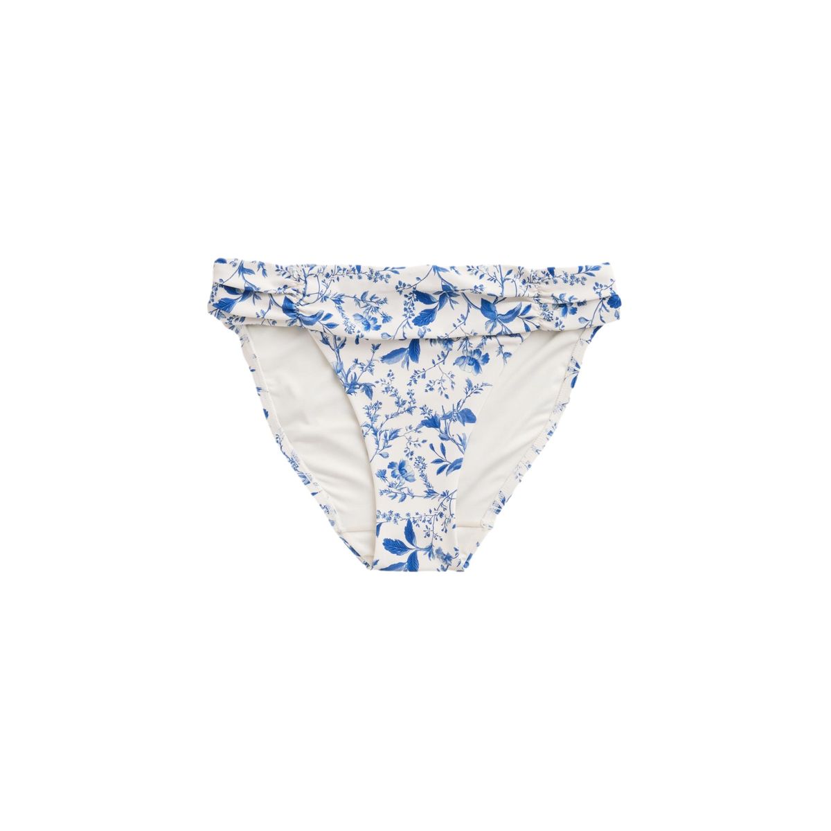 Bas de bikini échancré avec côtés froncés crème/bleu à petits motifs floraux, NEXT