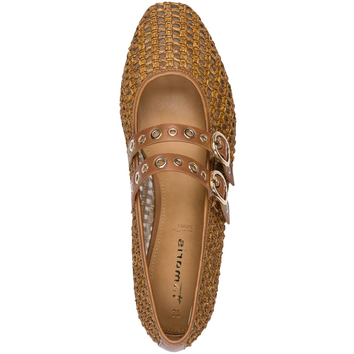 Openwork Mary Jane Ballet Pumps cognac, TAMARIS