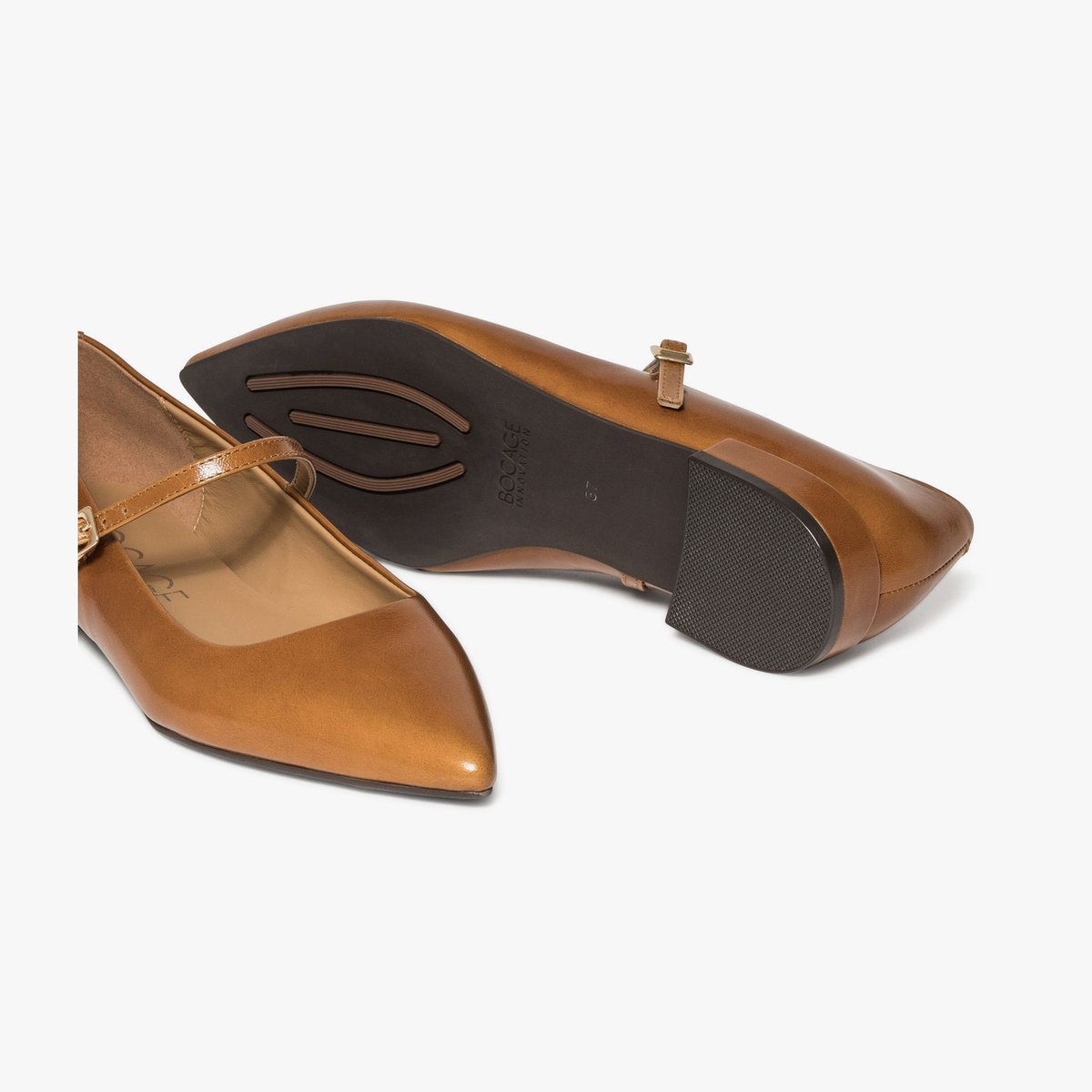 Ballerine en cuir BRIANA camel miel, BOCAGE