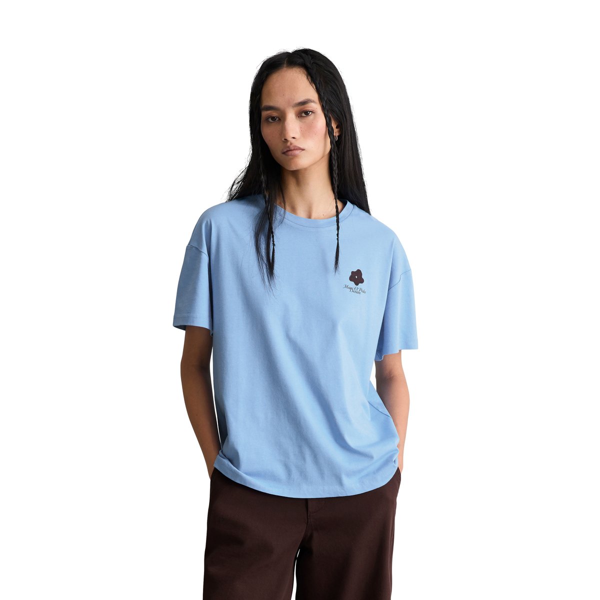 T-shirt ample en Basic Single Jersey bleu moyen, MARC O’POLO DENIM