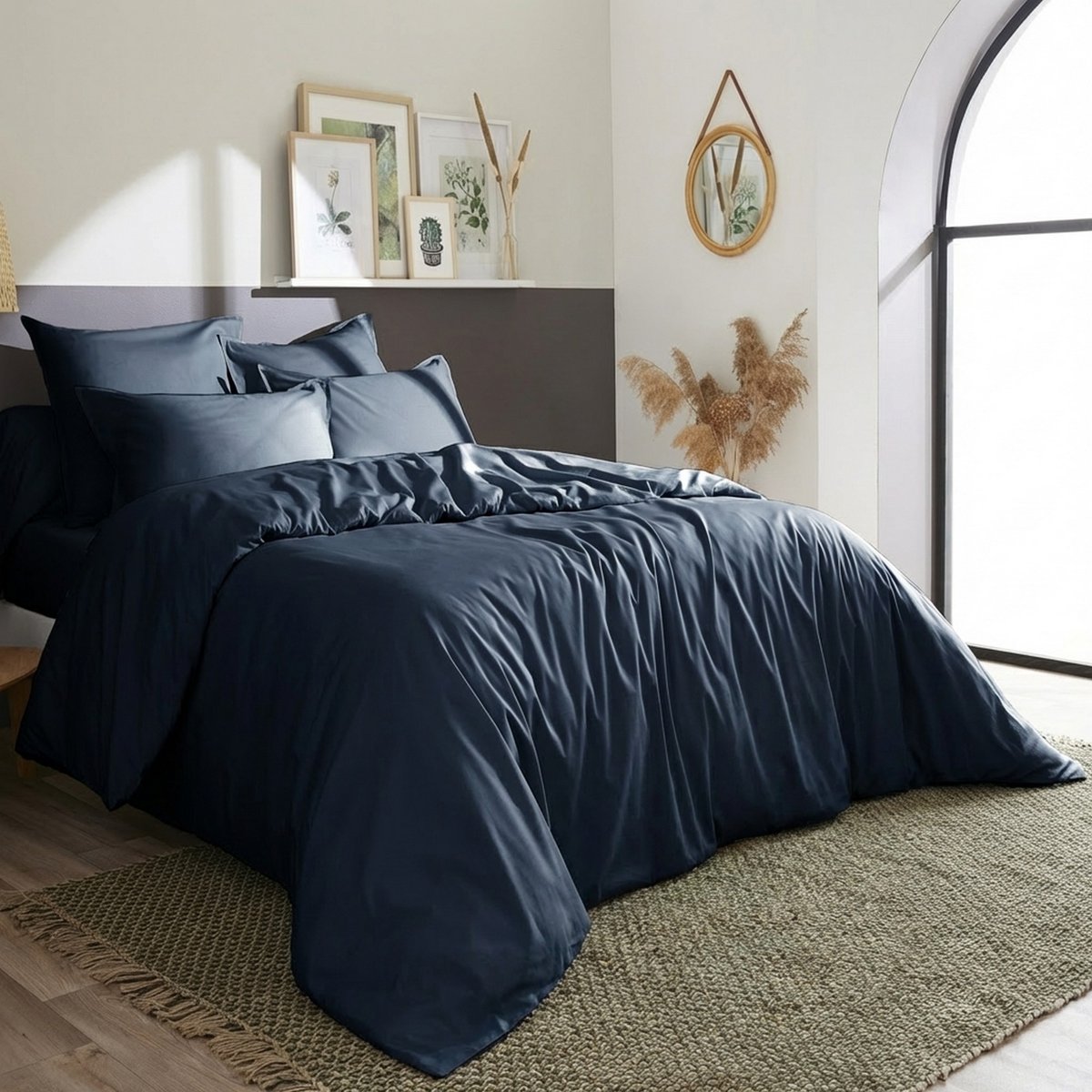 Housse de couette en 100% Percale de Coton bleu nuit, EDEN