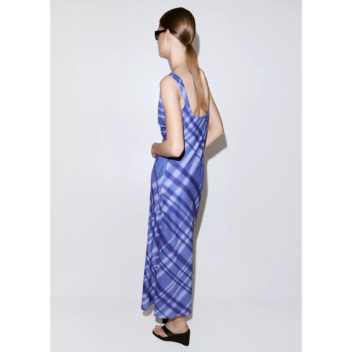 Robe 100 % coton imprimé bleu, MANGO