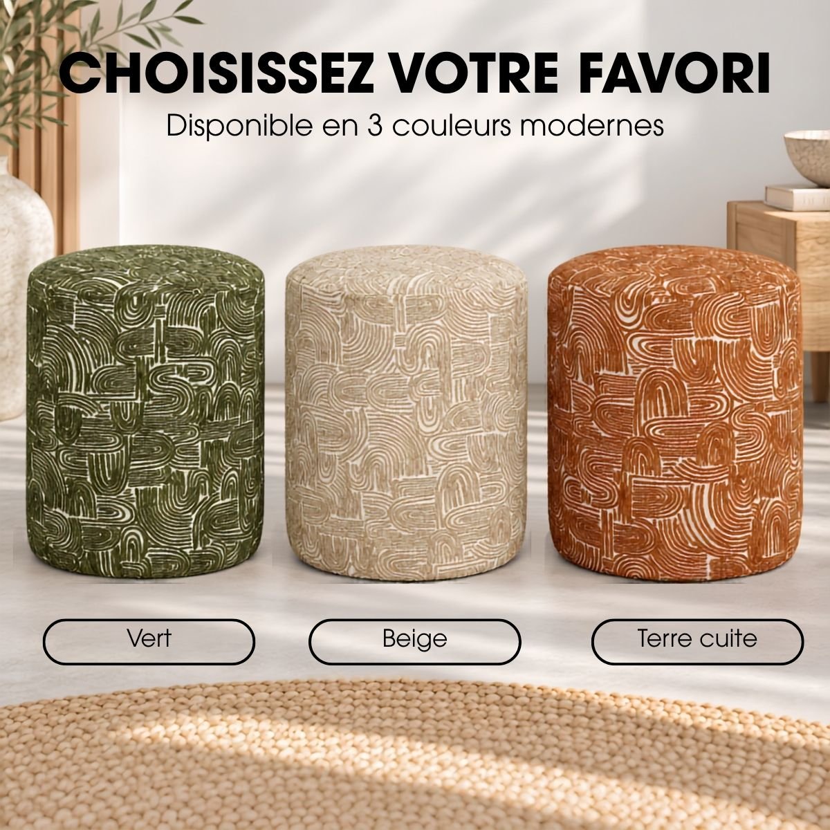 Tabouret GROOVE vert, MICA DECORATIONS