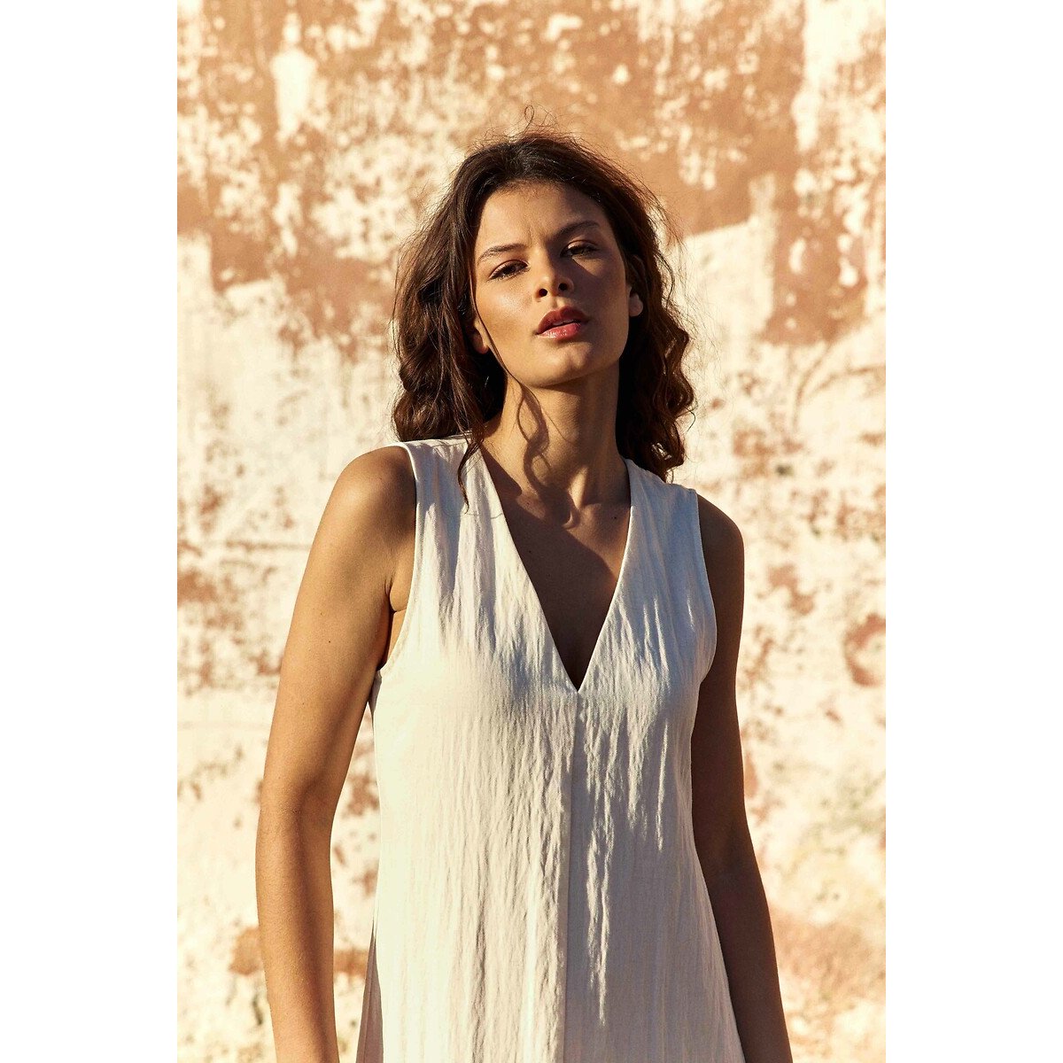 Robe sans manches midi col V, ROSANNA ecru, LA PETITE ETOILE