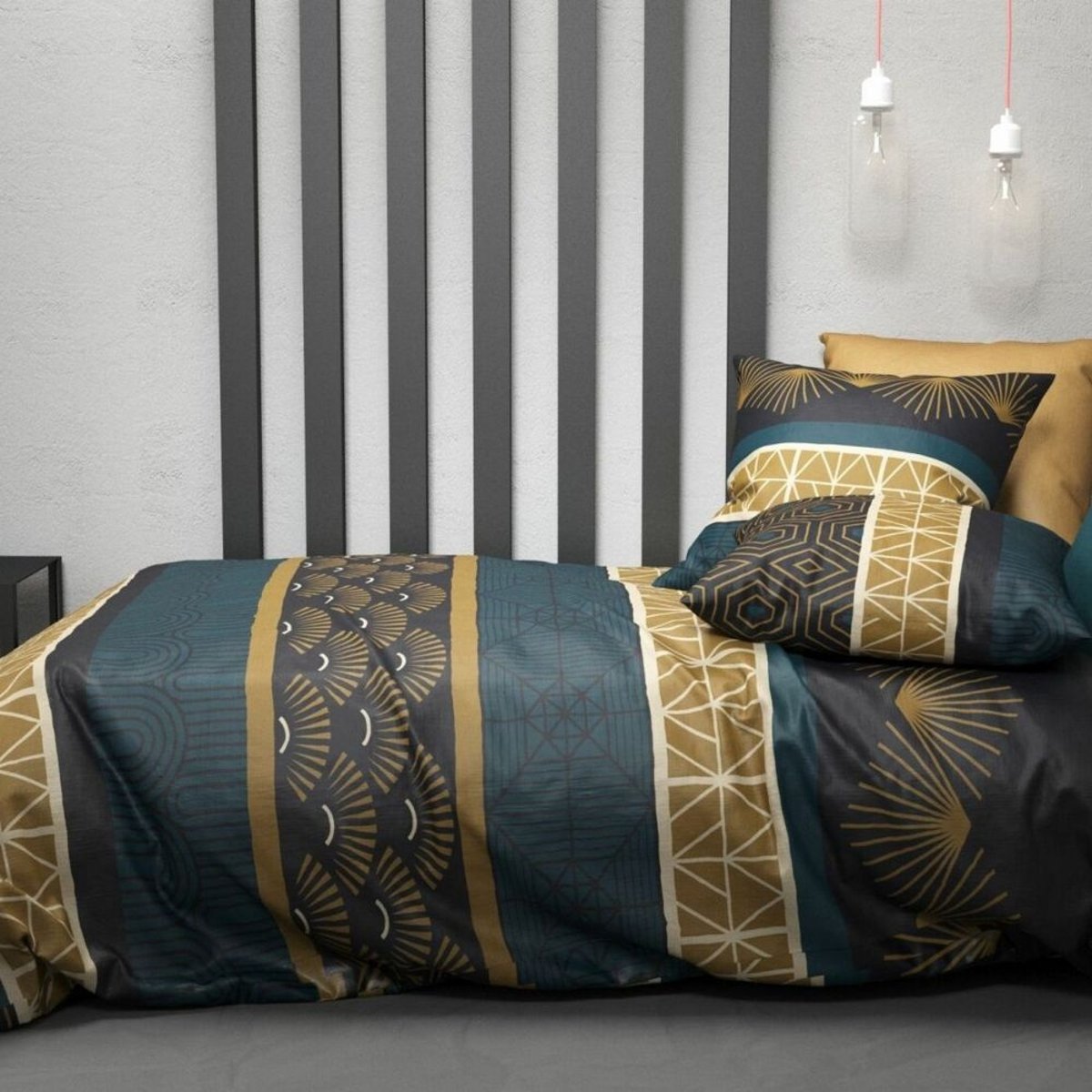 Parure de lit Collection Qoben bleu, EDEN
