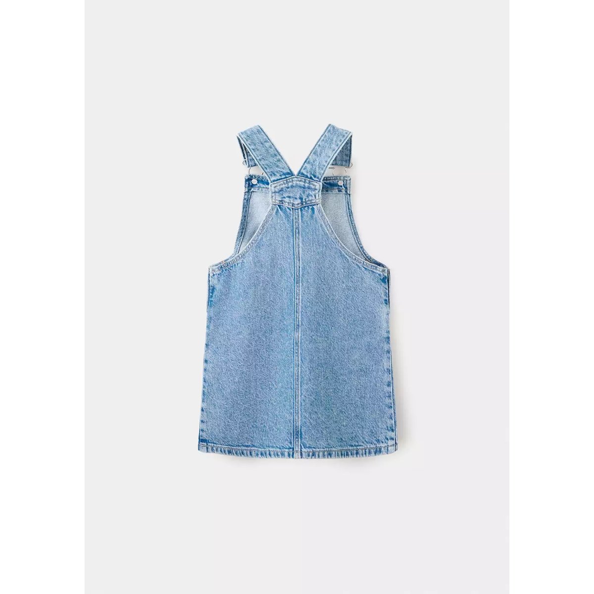 Robe chasuble courte en jean bleu moyen, MANGO BABY