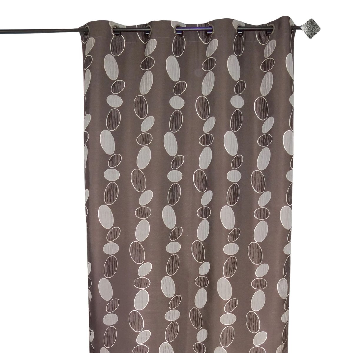 Rideau jacquard marron motif de galets marron chocolat, HOME MAISON