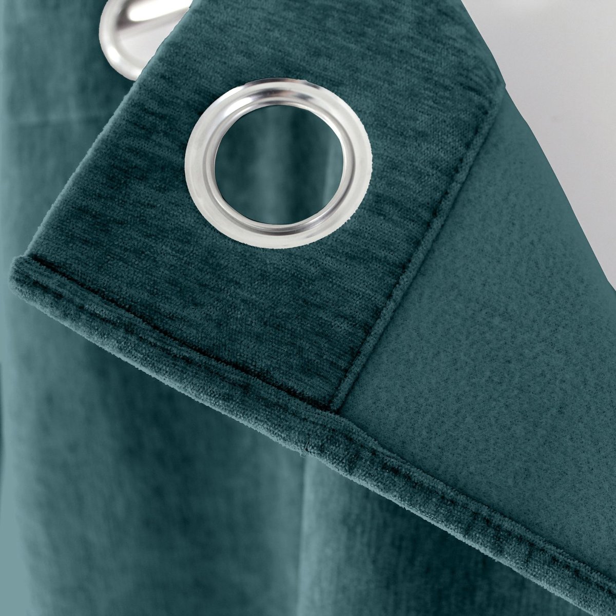 Rideau thermique en velours doublé polaire bleu canard, HOME MAISON