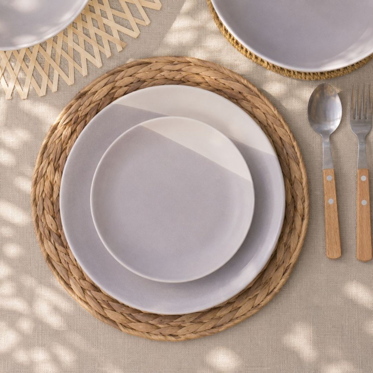 Lot de 6 grandes assiettes, TERRE DE SIENNE gris, ARTIME