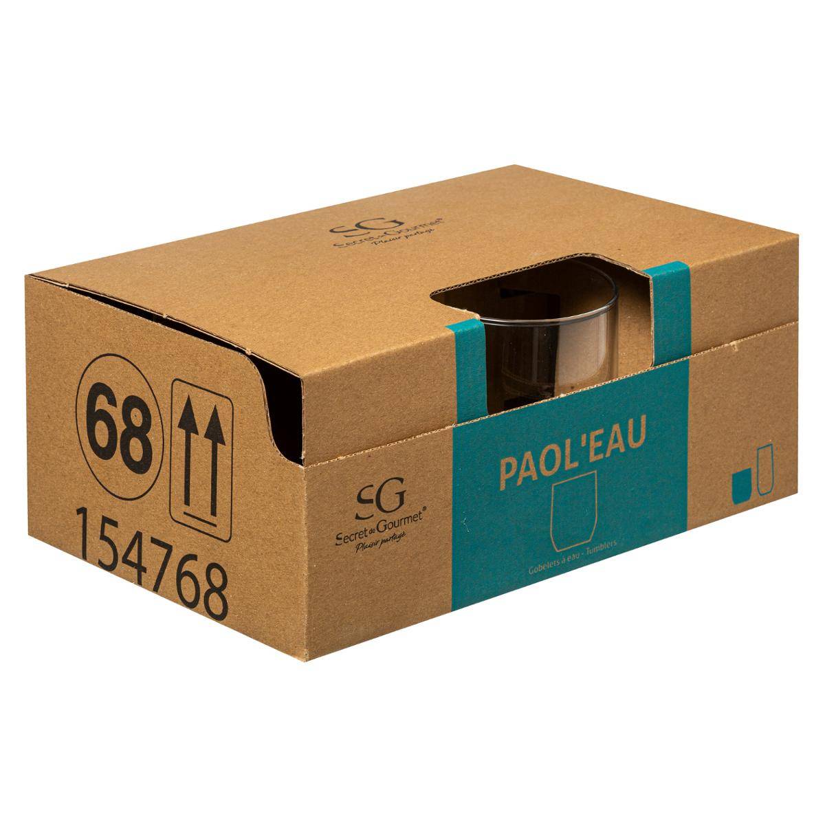 Lot de 6 verres bas en verre PAOL'EAU transparent, SECRET DE GOURMET