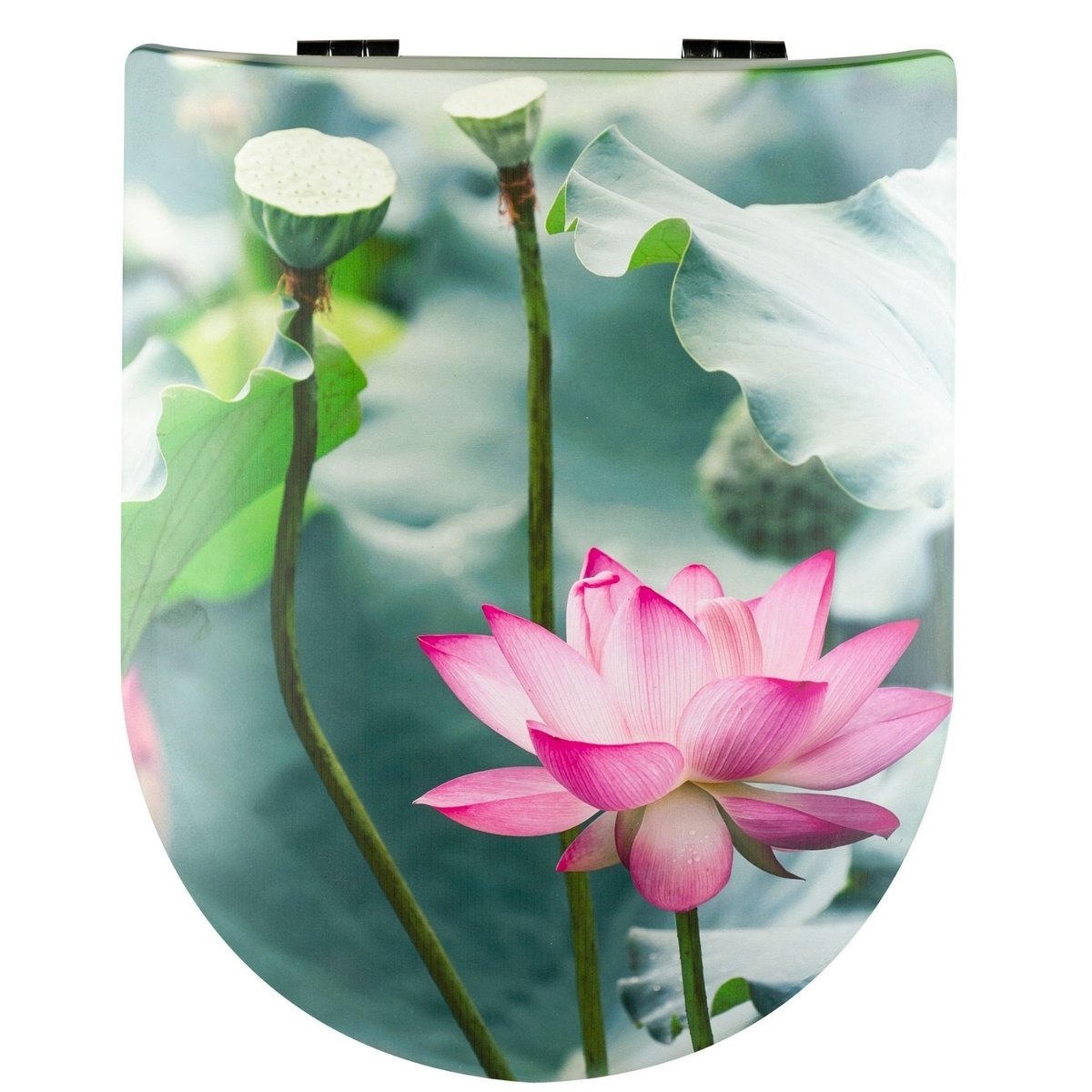 Abattant wood slim déclipsable aux nymphéas vert, HOME MAISON