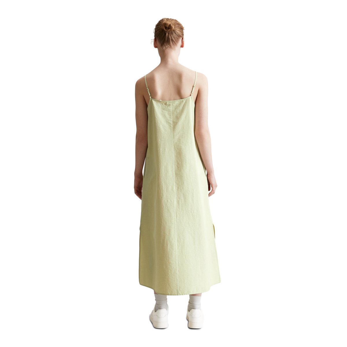 Robe à bretelles spaghetti relaxed en mélange de coton organique jaune clair, MARC O’POLO DENIM