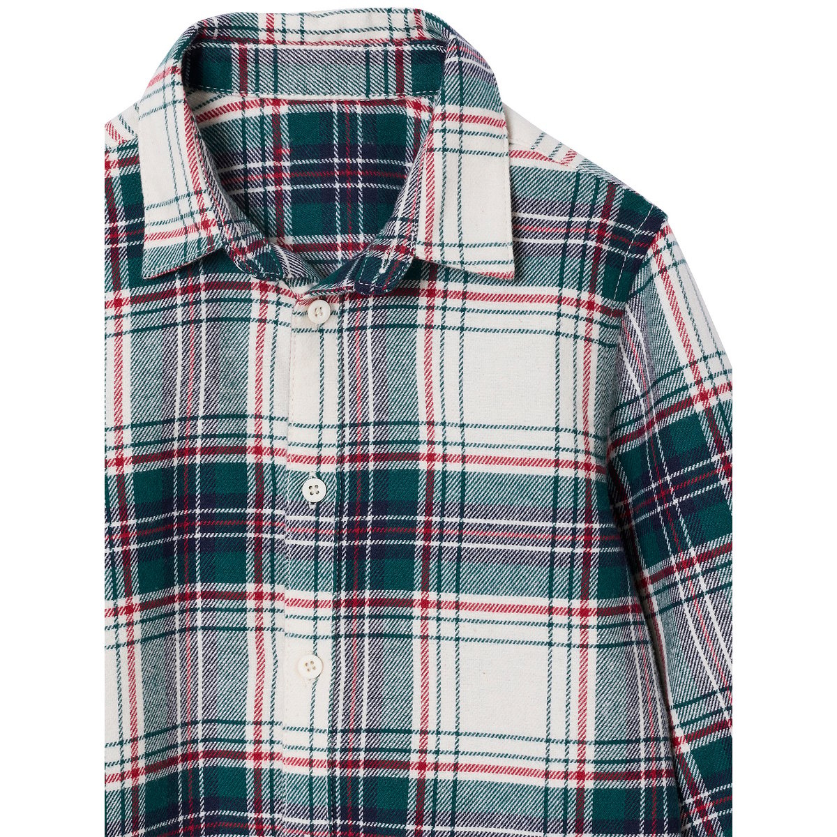 Chemise noël en flanelle à carreaux carreaux blanc, VERTBAUDET