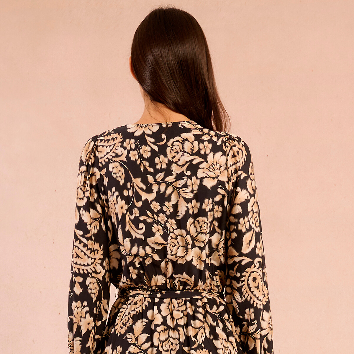 Floral Print Wrapover Dress black print, MOLLY BRACKEN