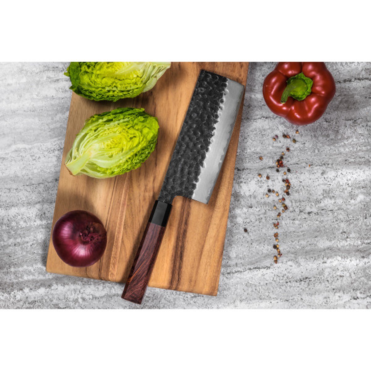 Couteau Sequoia San Mai modèle nakiri 17cm brute de forge v002237, SAYUTO