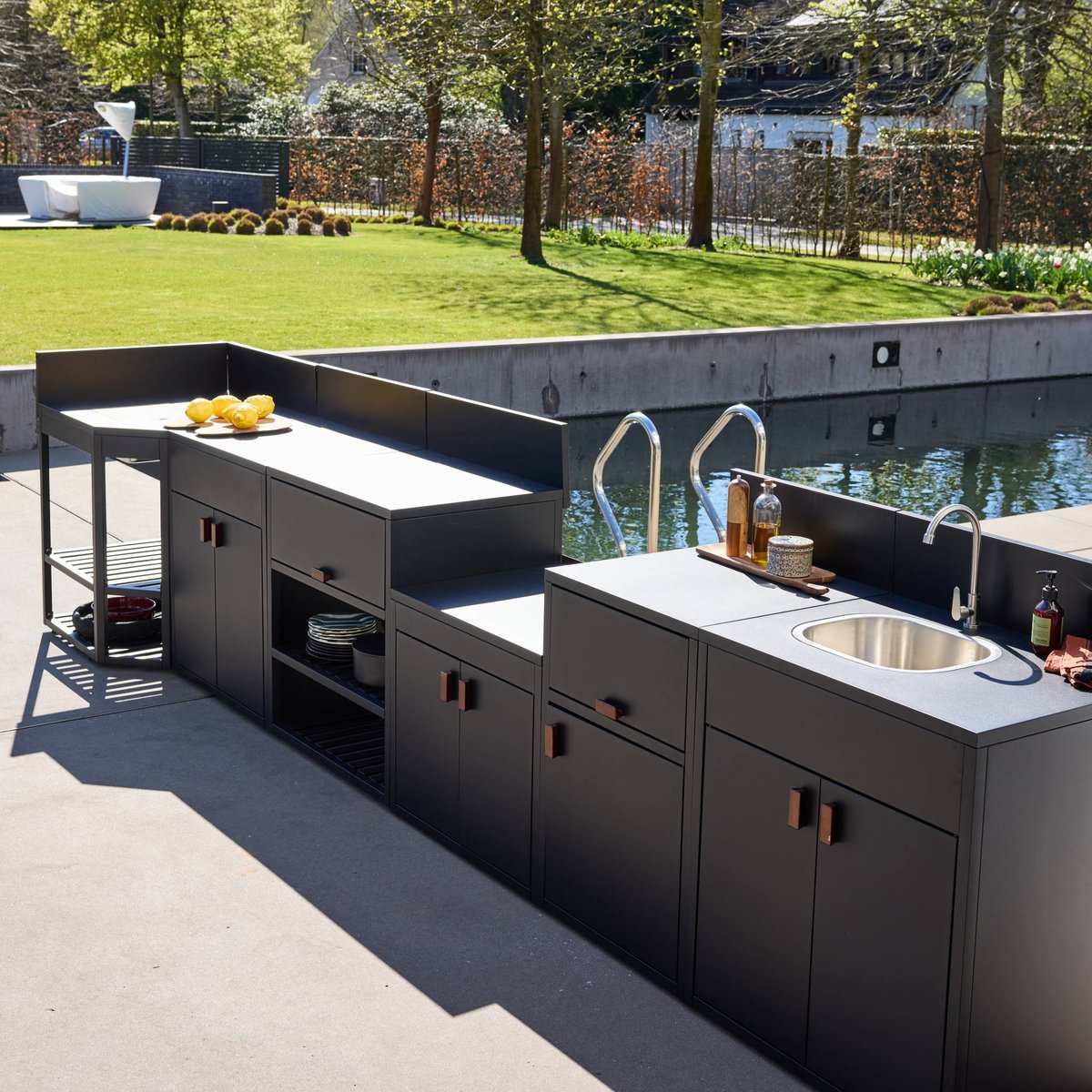 Cuisine extérieure 6 modules acier THIRA 6 MODULES noir, SWEEEK