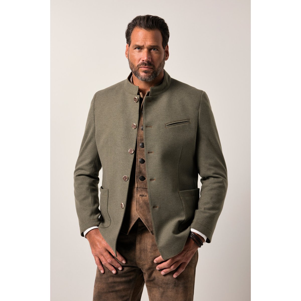 Veste Janker traditionnelle, col officier vert olive, JP1880