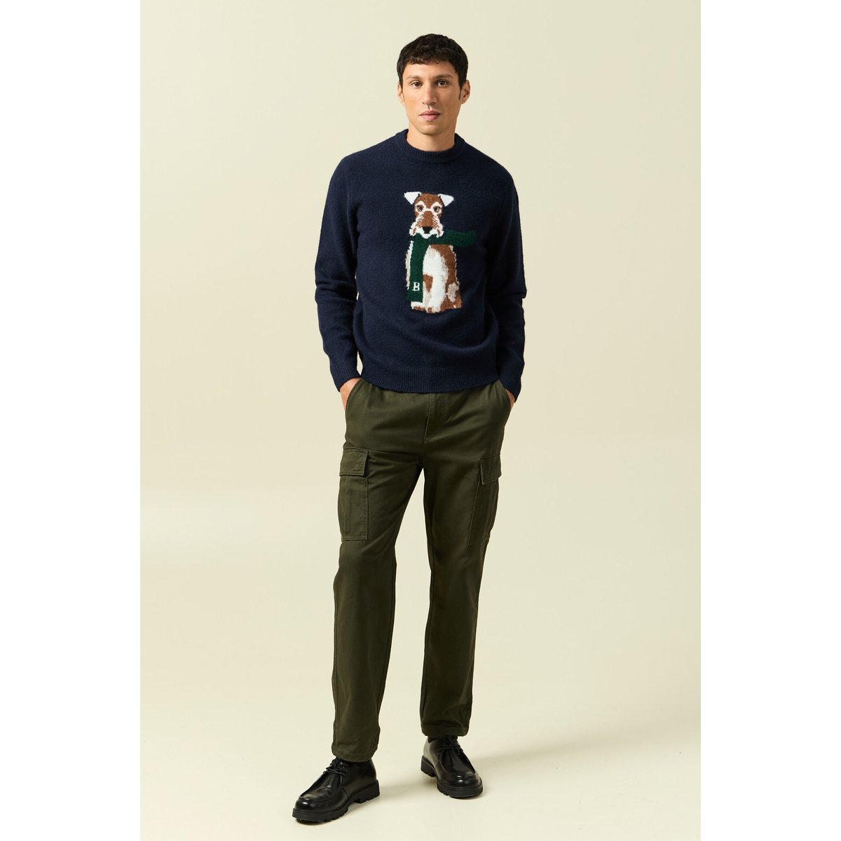 Pull col rond manches longues bleu marine, BONOBO