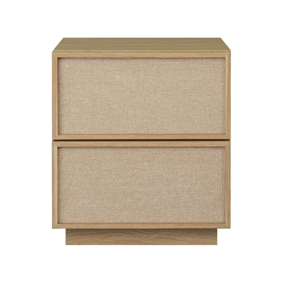 Table de chevet décor bois et tissu 2 tiroirs (lot de 2) KUBA naturel, SWEEEK