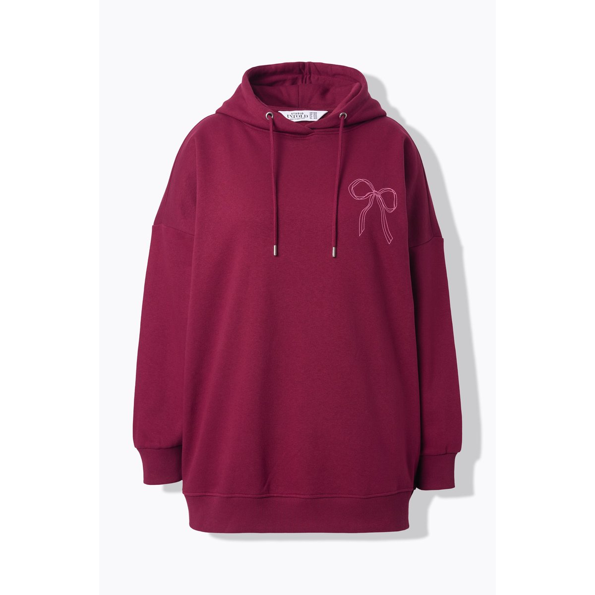 Sweat-shirt à capuche oversize, imprimé nœuds rouge vin, STUDIO UNTOLD