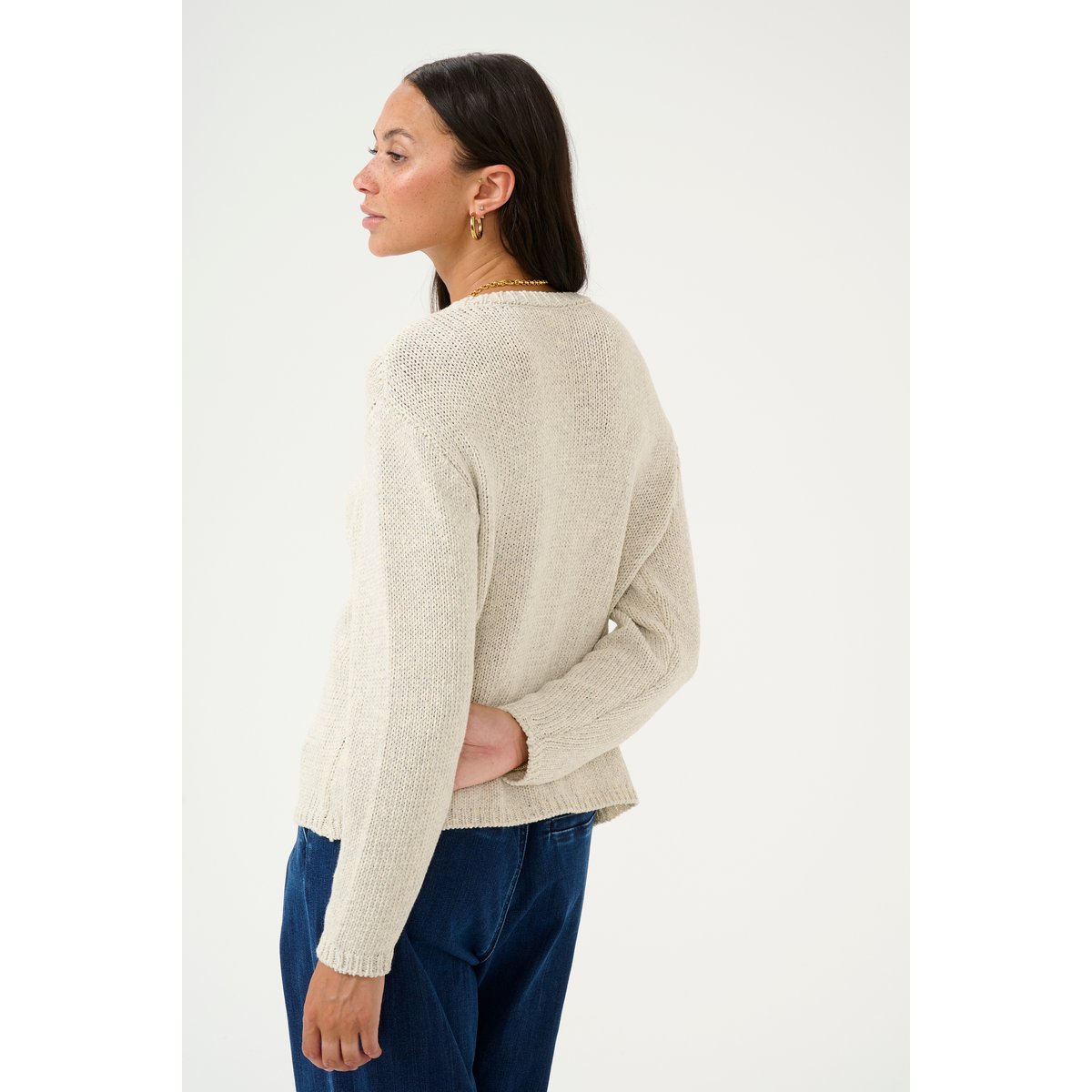 Knitted pullover blanc turtledove melange, KAFFE