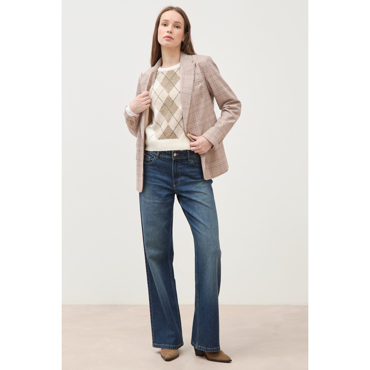 Pull sans manches col rond ecru, BONOBO