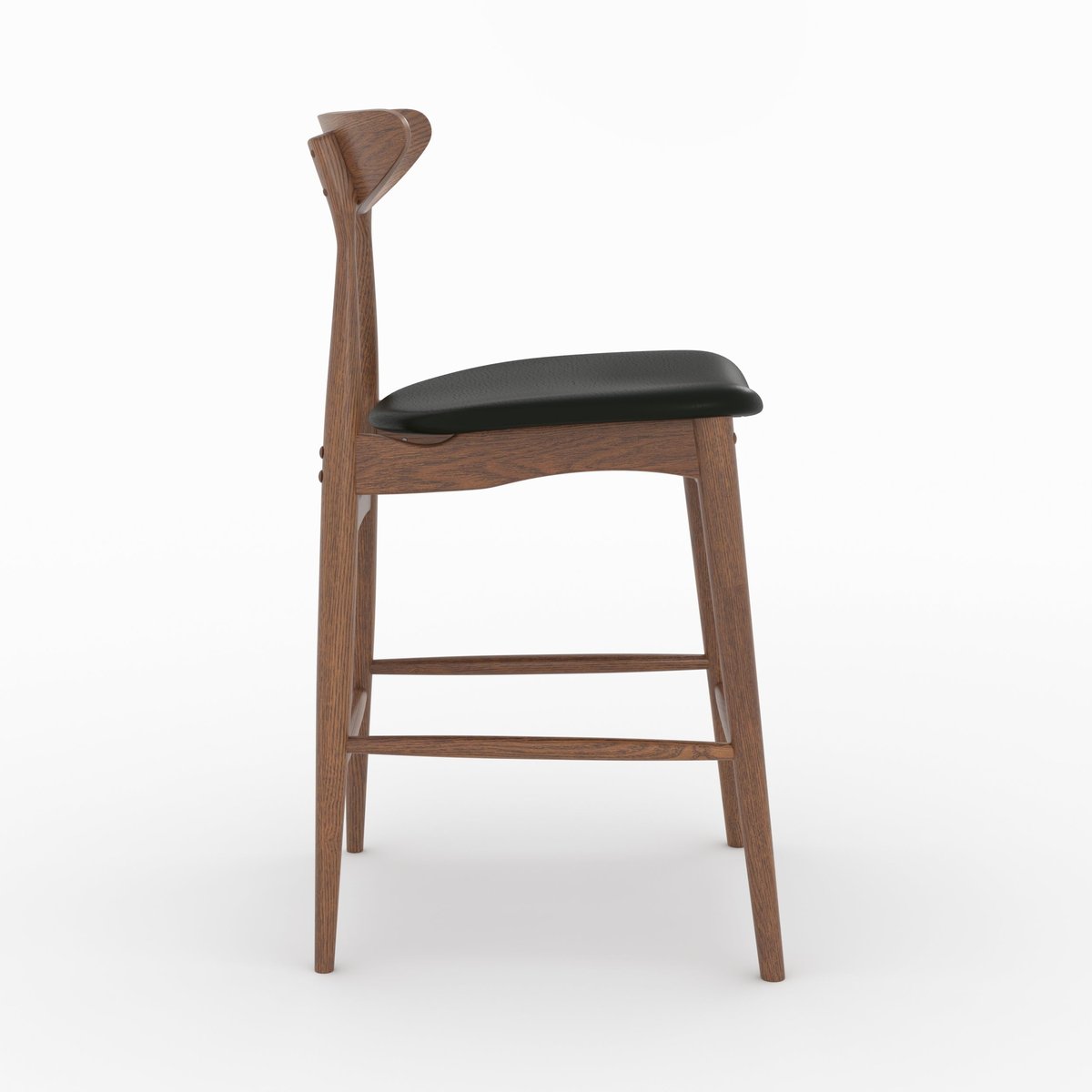 Lot de 2 chaises pour ilot central 63,5 cm en cuir synthétique et bois d'hévéa - JOSETTE noir, MAISON PAVANE