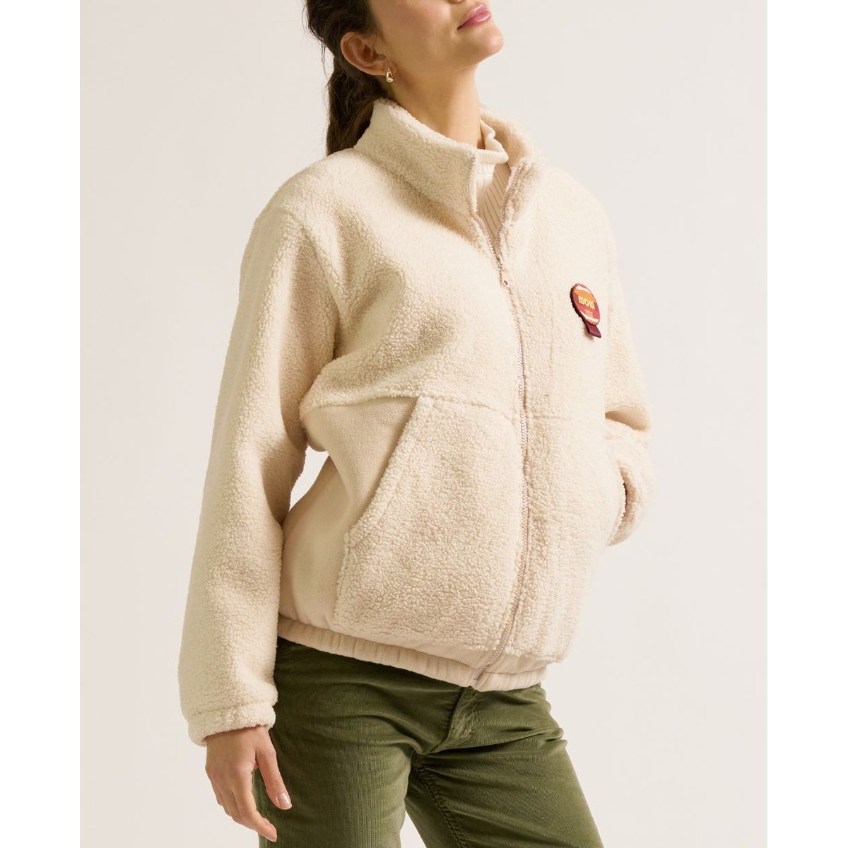 Veste polaire de grossesse et portage Sasha beige, CACHE COEUR