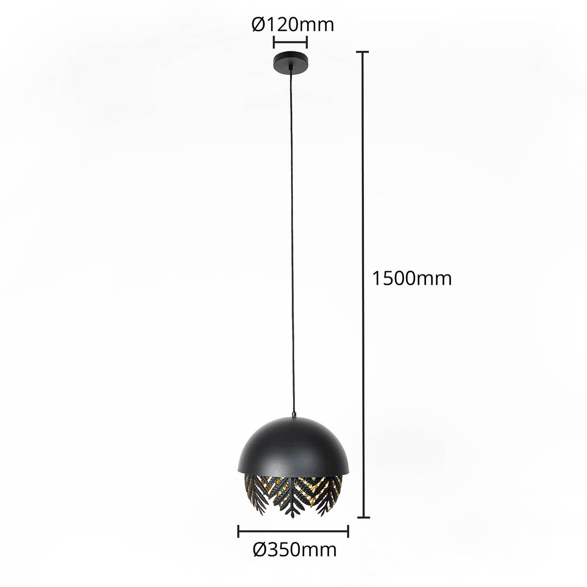 Suspension en métal design, Aparas noir, or, LUCANDE