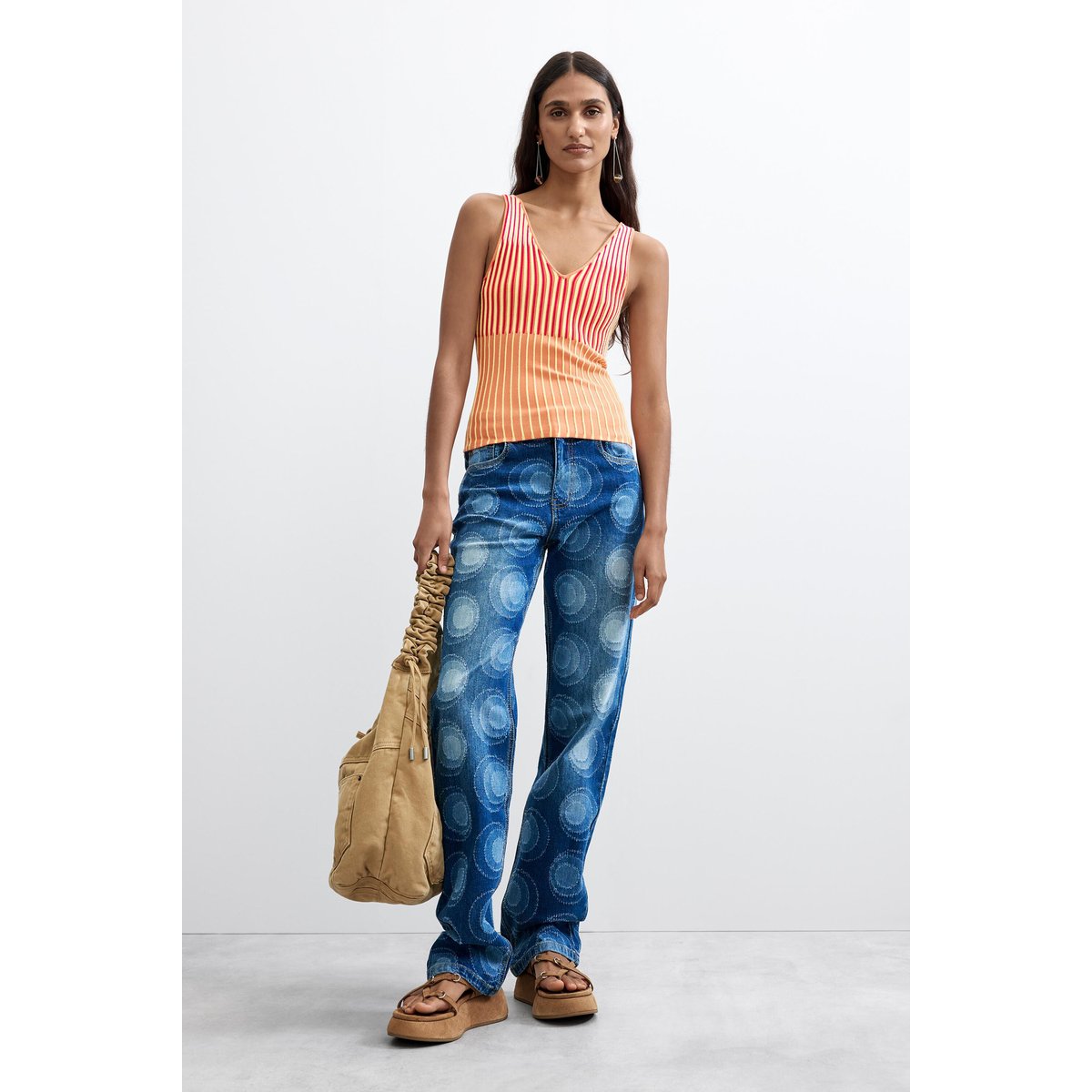 Top en maille sans manches jaune, DESIGUAL