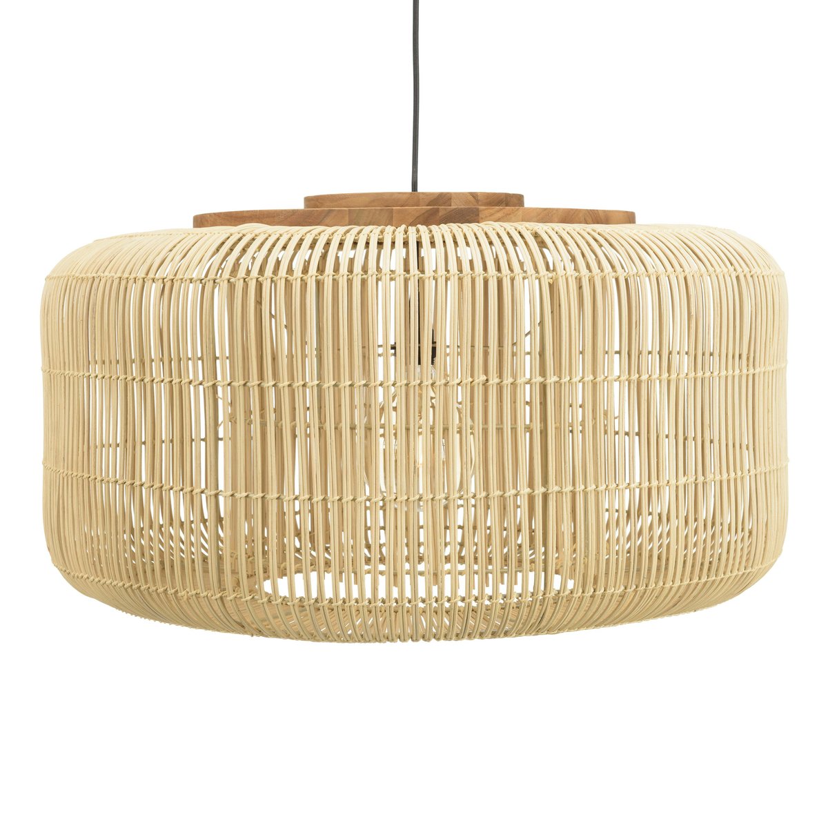 Suspension en rotin ronde 76cm FOLELLI ecru, PIER IMPORT