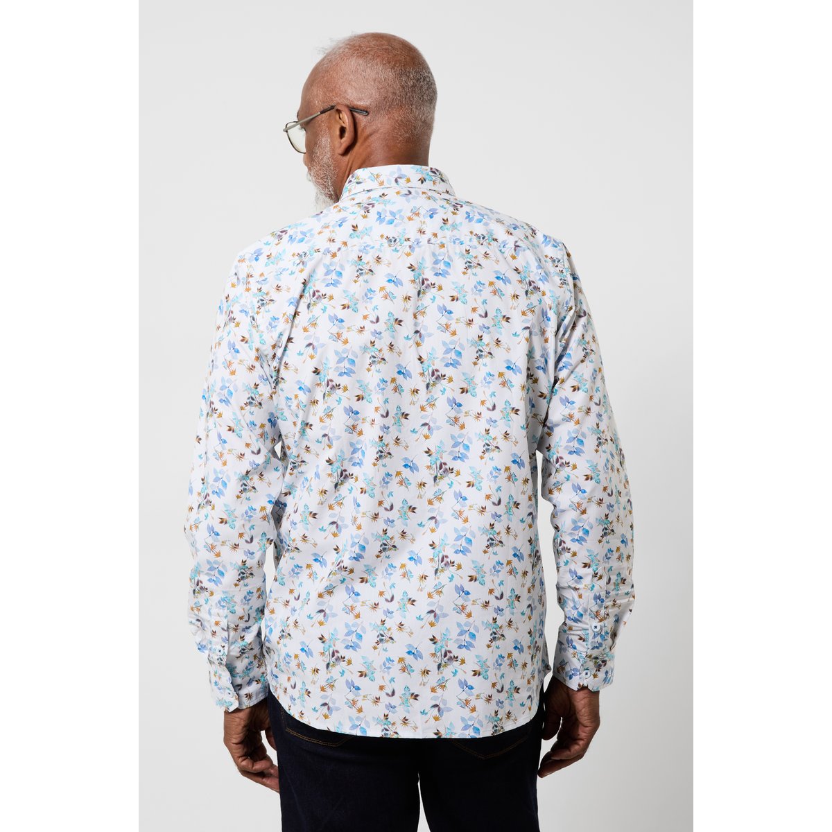 Chemise à manches longues imprimé feuillage bleu, JOE BROWNS