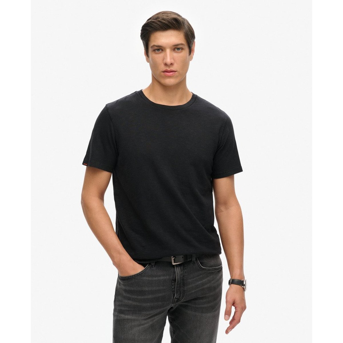T-shirt ras-du-cou flammé à manches courtes noir, SUPERDRY