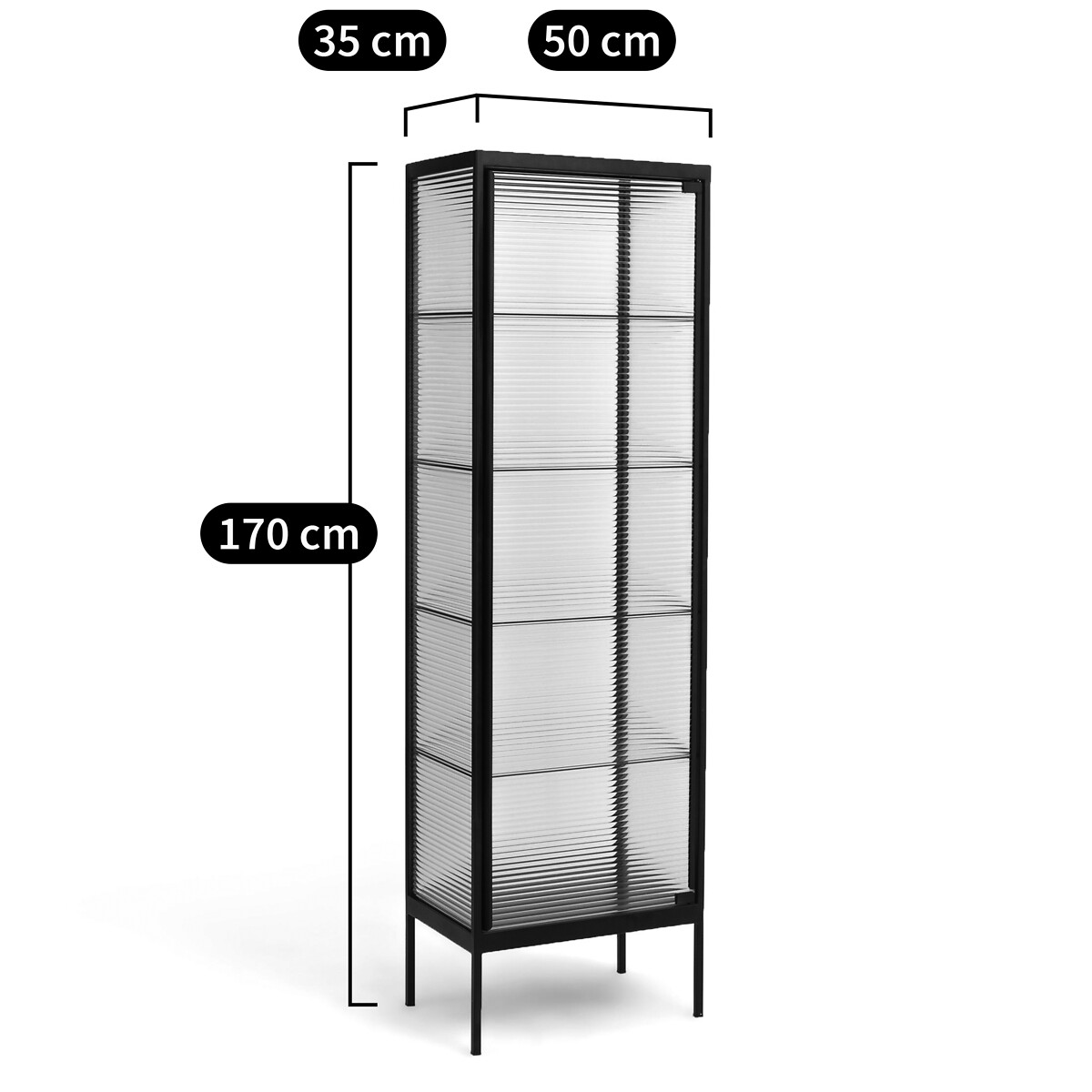 Mambo Metal, Steel and Glass Display Case gun metal, AM.PM