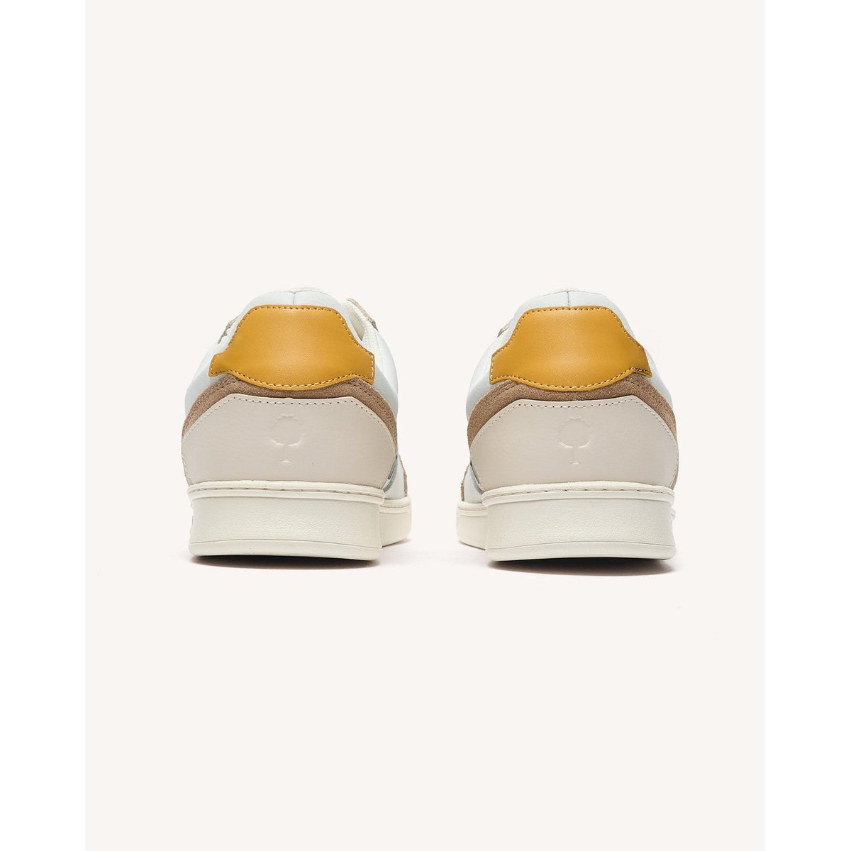 Baskets basses cuir suede HAZEL blanc et beige et kaki, FAGUO