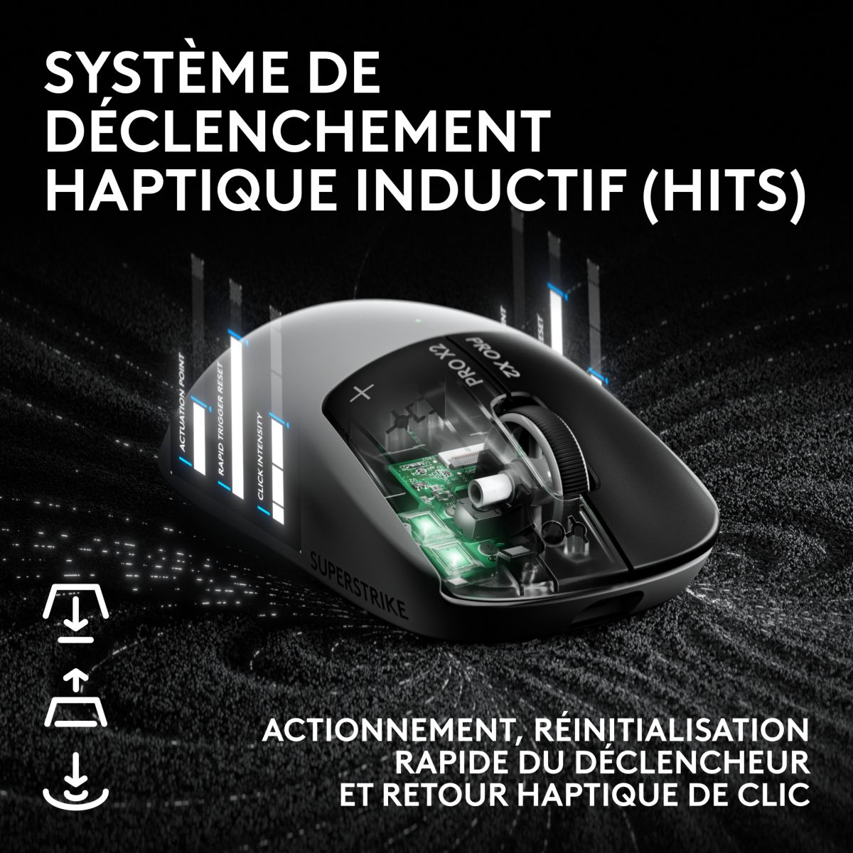 Souris Gamer Sans Fil PRO X2 SUPERSTRIKE LUNAR ECLIPSE couleur unique, LOGITECH
