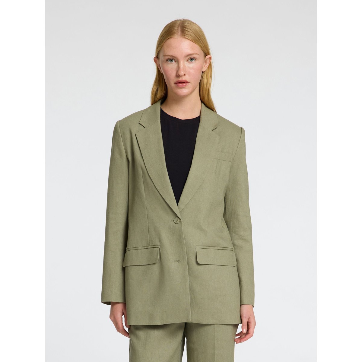 Blazer À Simple Boutonnage vetiver, SELECTED