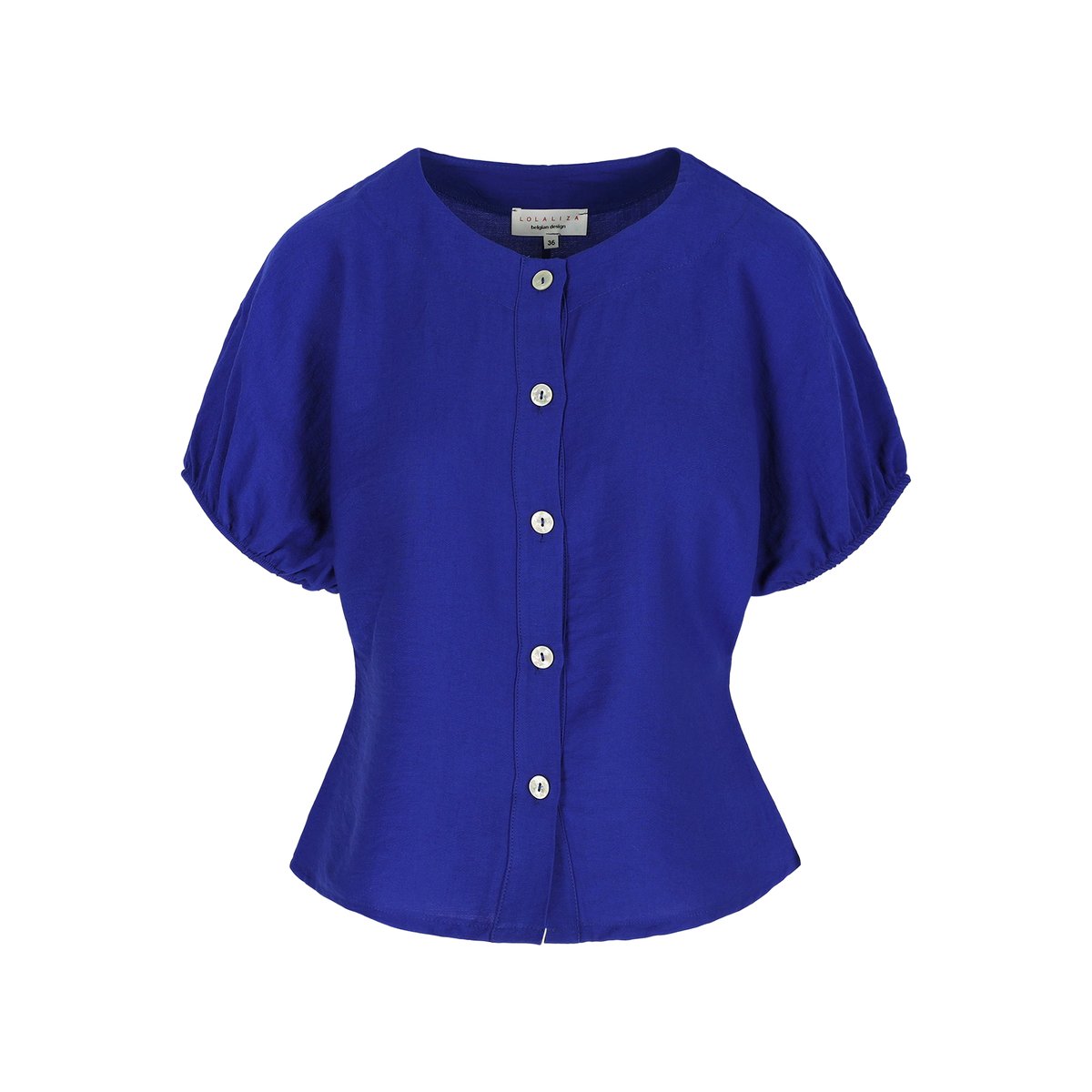 Blouse boutonnée manches courtes bleu electrique, LOLALIZA