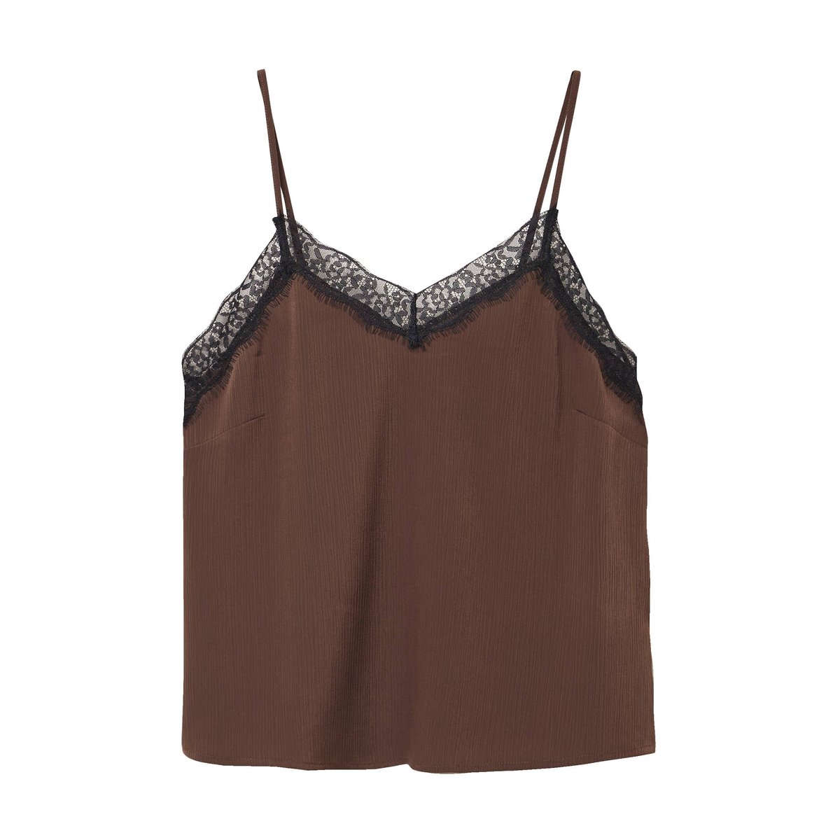 Top ajusté col v fines bretelles marron foncé, CACHE CACHE