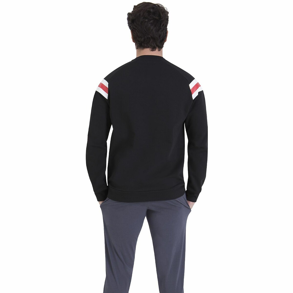 Long Fleece Pyjamas black + charcoal grey, ATHENA