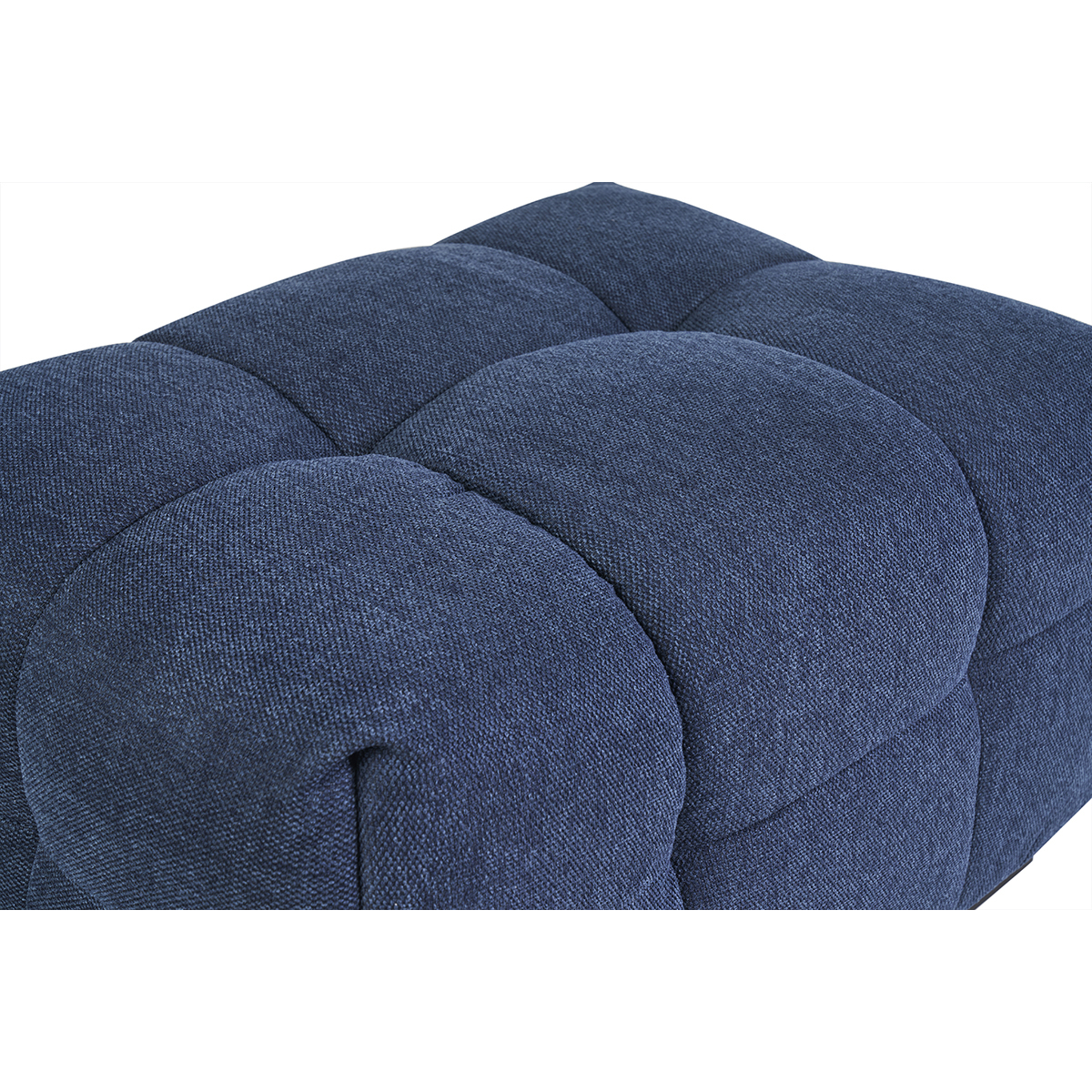 Pouf repose-pieds design en tissu effet velours terre brûlée CORTO bleu foncé, MILIBOO