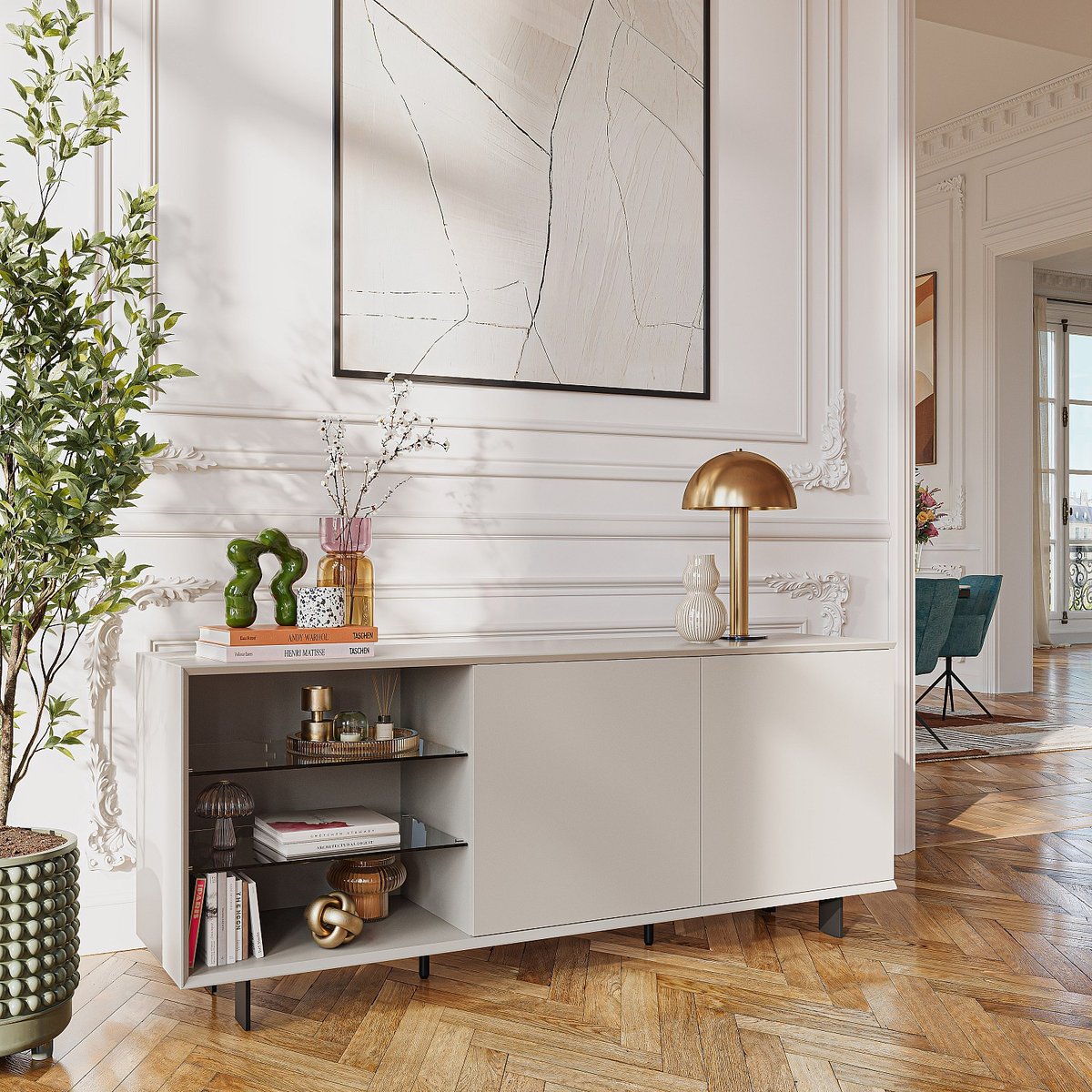 Buffet bois AGNES crème, HABITAT