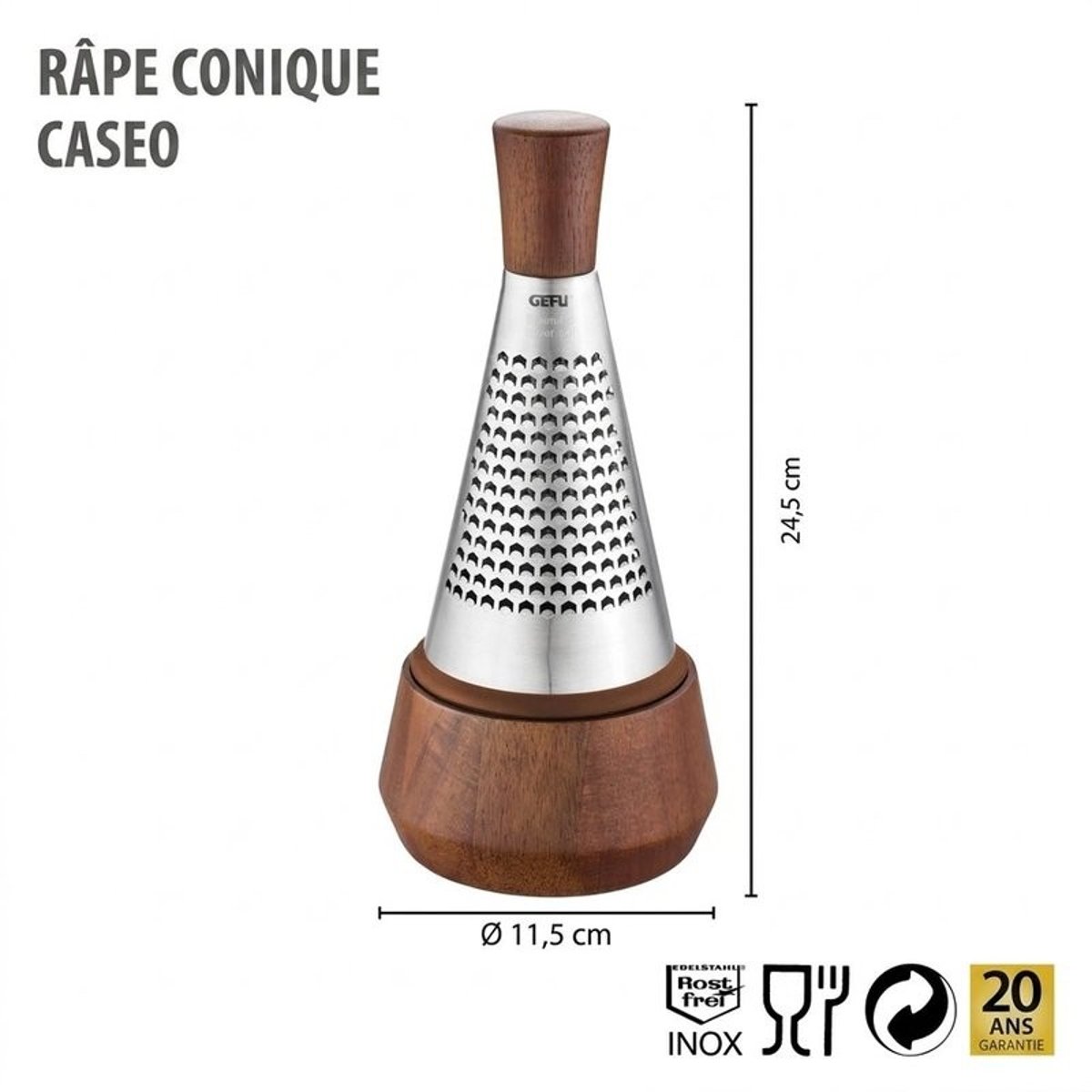 Râpe conique CASEO argent / brun, GEFU